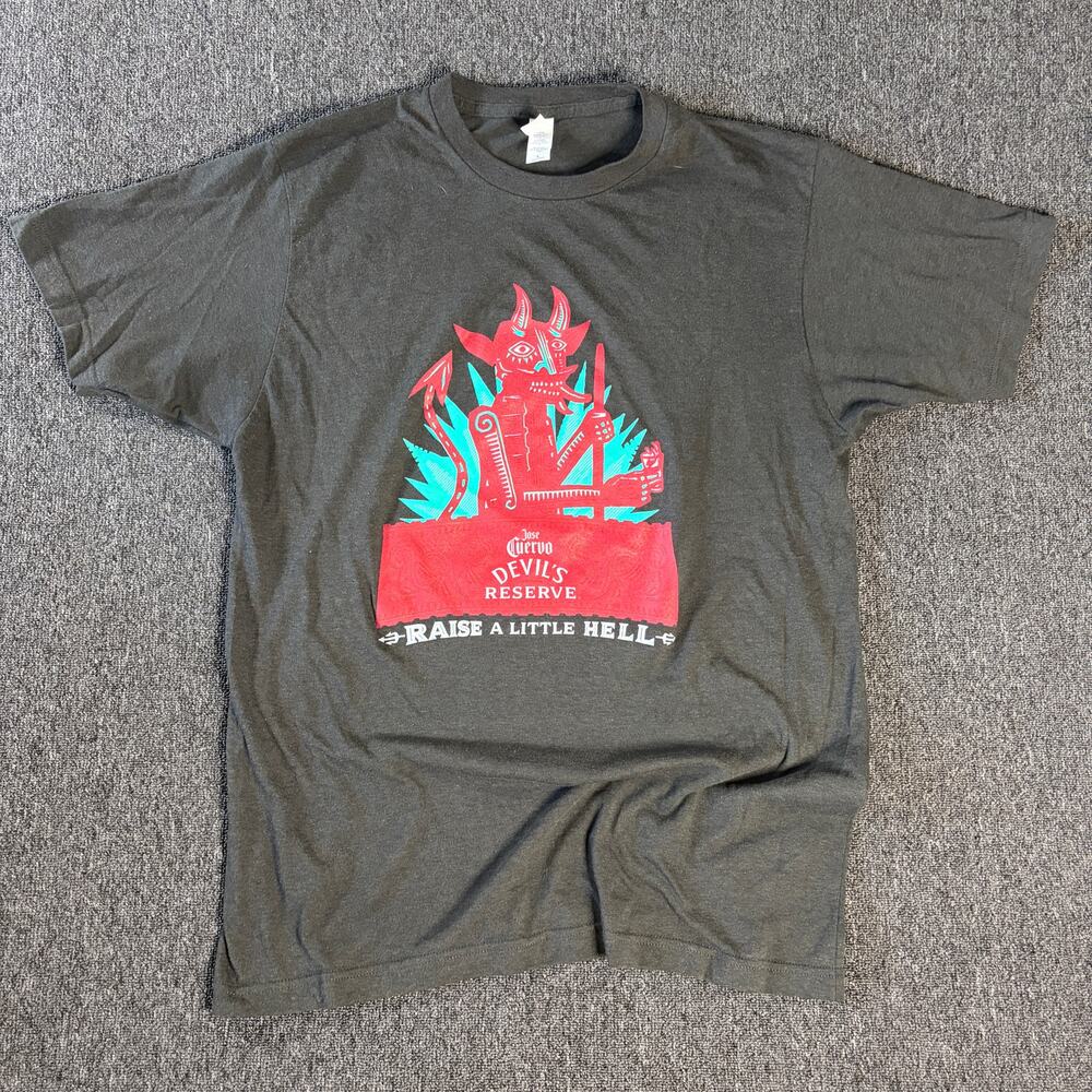 Vintage Y2k Jose Cuervo Devil's Reserve Tequila Dark Grey Graphic Tee Men's L